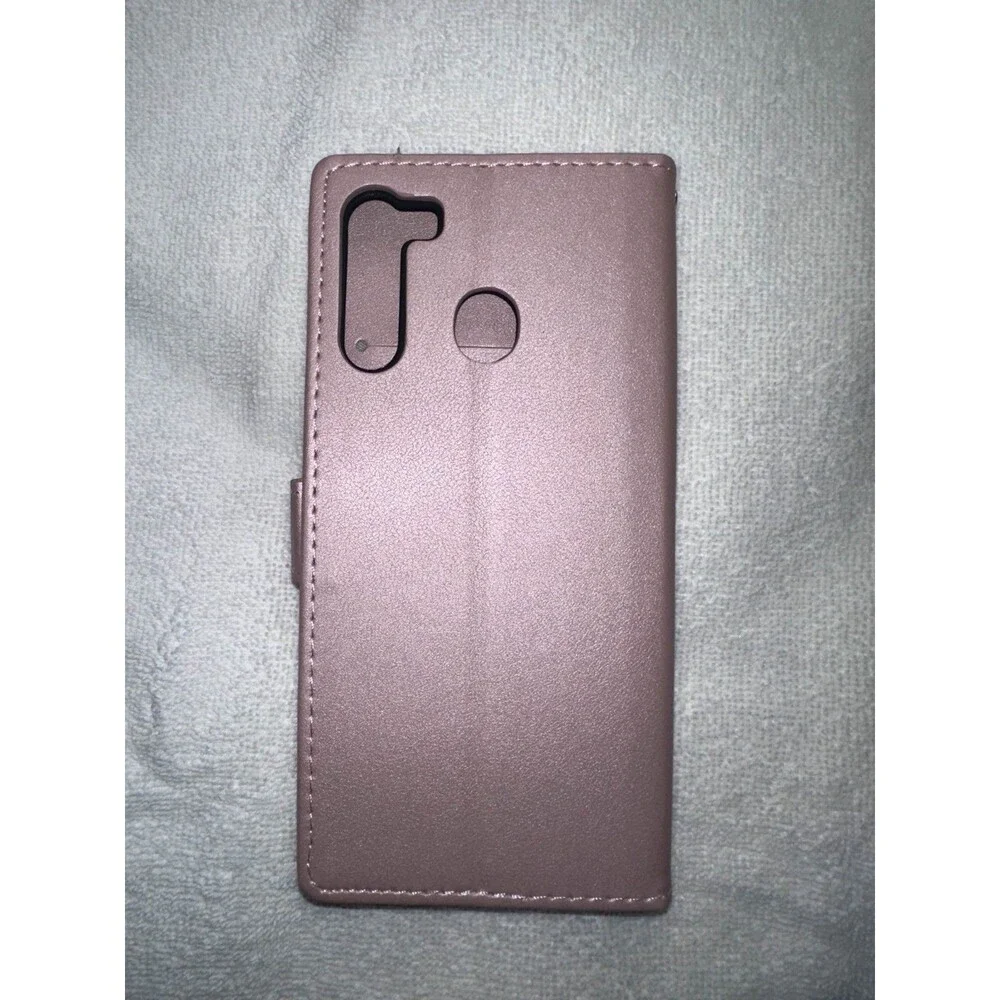 Asuwish Samsung Galaxy A21 Wallet Case Pink Magnetic Flip Cover Card Holder